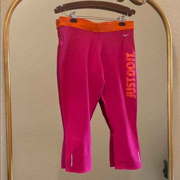 Nike Pink and Orange Dri-fit Performance Crop Leggings Size XL - Picture 2 of 11